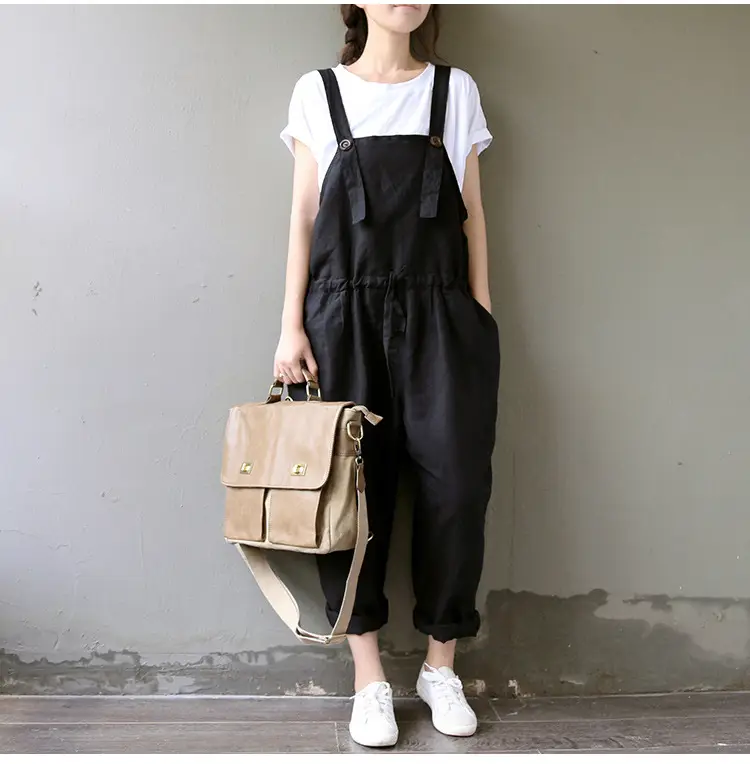 2017 Spring Overalls Navy Blue Plus Size Loose Fit — feature 2