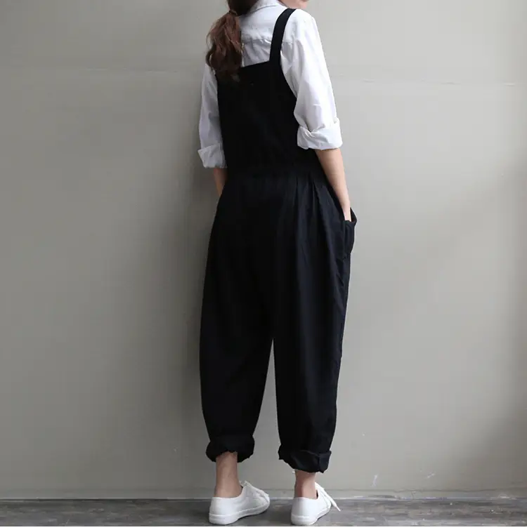 2017 Spring Overalls Navy Blue Plus Size Loose Fit — feature 23
