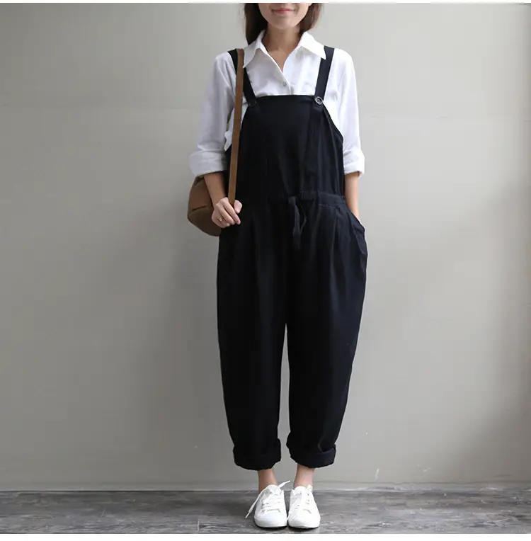 2017 Spring Overalls Navy Blue Plus Size Loose Fit — feature 25