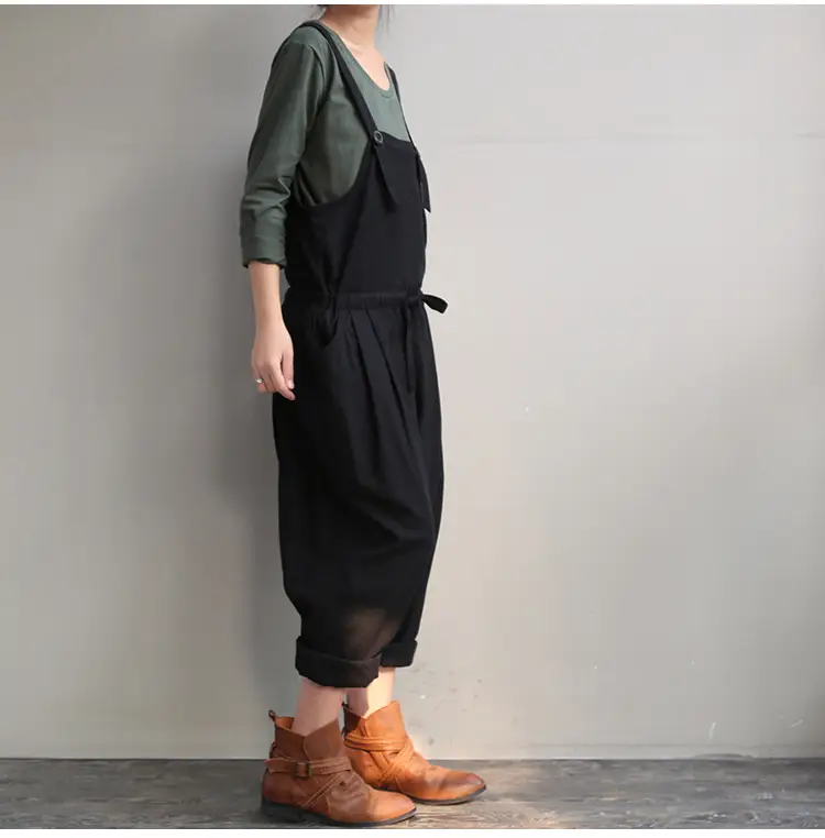 2017 Spring Overalls Navy Blue Plus Size Loose Fit — feature 26