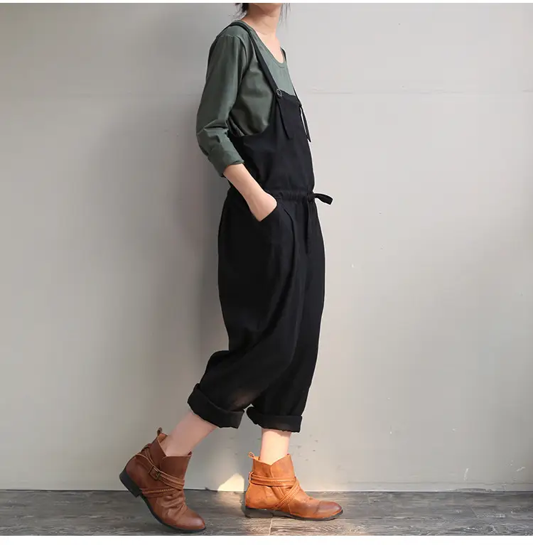 2017 Spring Overalls Navy Blue Plus Size Loose Fit — feature 27