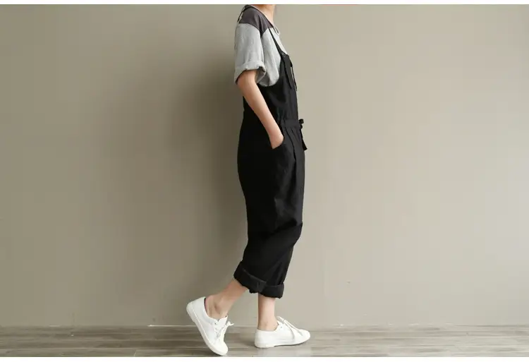 2017 Spring Overalls Navy Blue Plus Size Loose Fit — feature 30