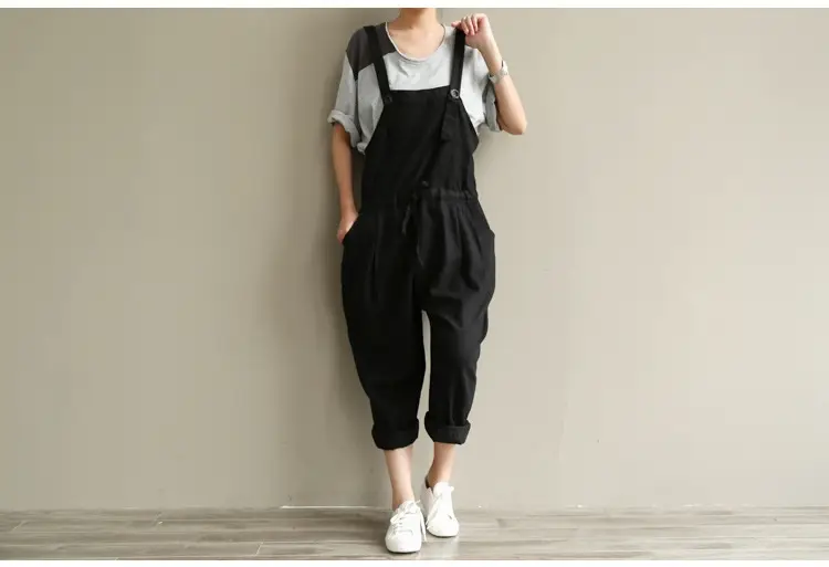 2017 Spring Overalls Navy Blue Plus Size Loose Fit — feature 31