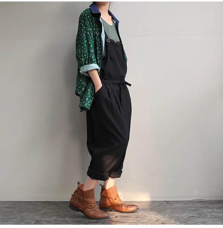 2017 Spring Overalls Navy Blue Plus Size Loose Fit — feature 33