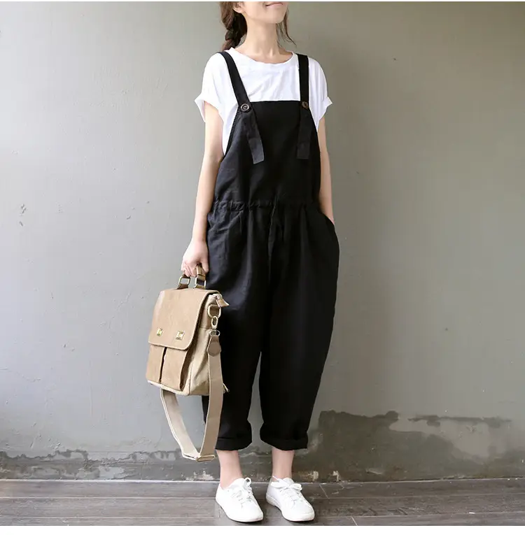2017 Spring Overalls Navy Blue Plus Size Loose Fit — feature 5