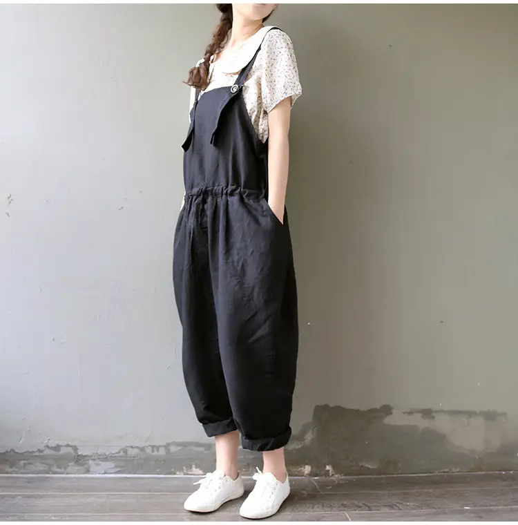 2017 Spring Overalls Navy Blue Plus Size Loose Fit — feature 8