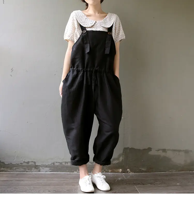 2017 Spring Overalls Navy Blue Plus Size Loose Fit — feature 9