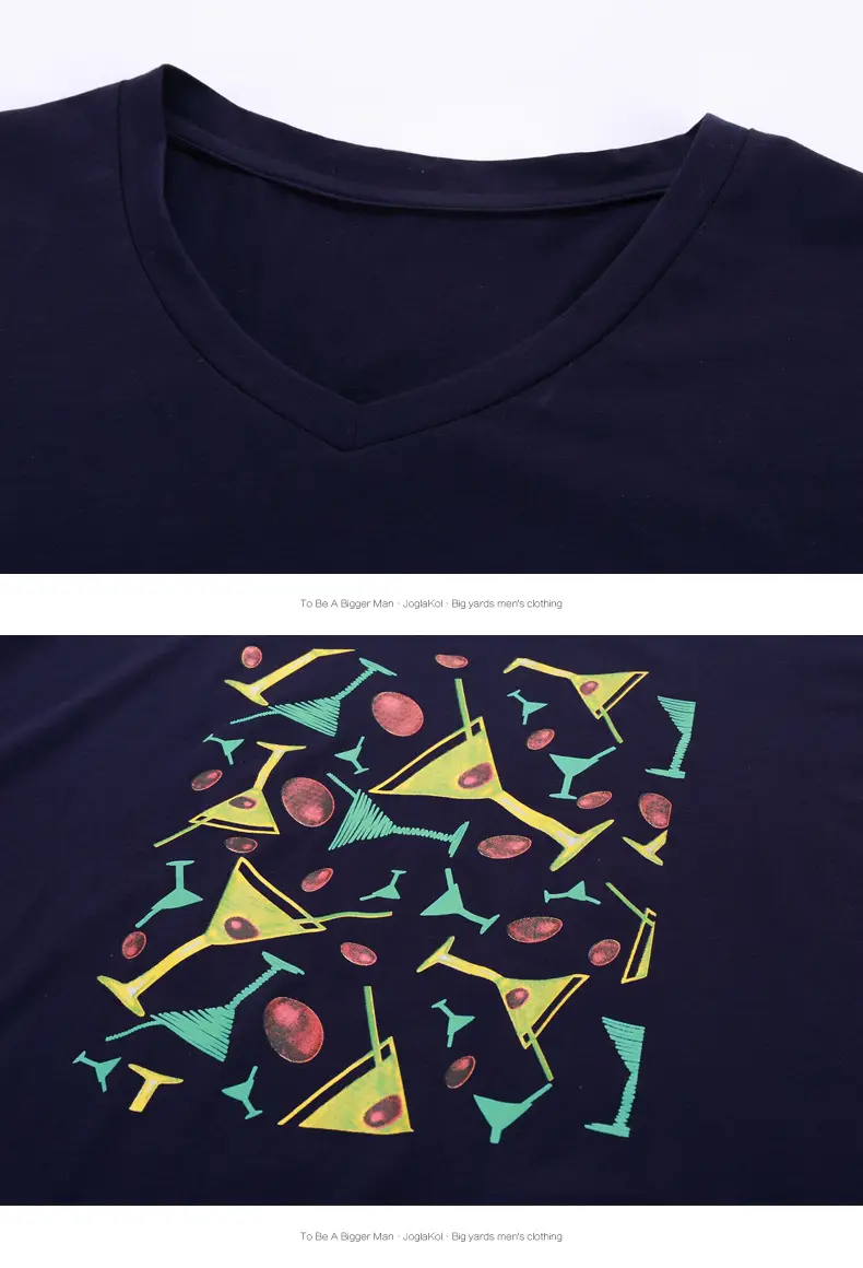 Men's Fat Blue Loose T-Shirt Geometric Pattern Long Sleeve Base — feature 11