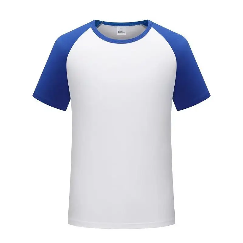 Men Blue Sleeve Crewneck T-Shirt White Body