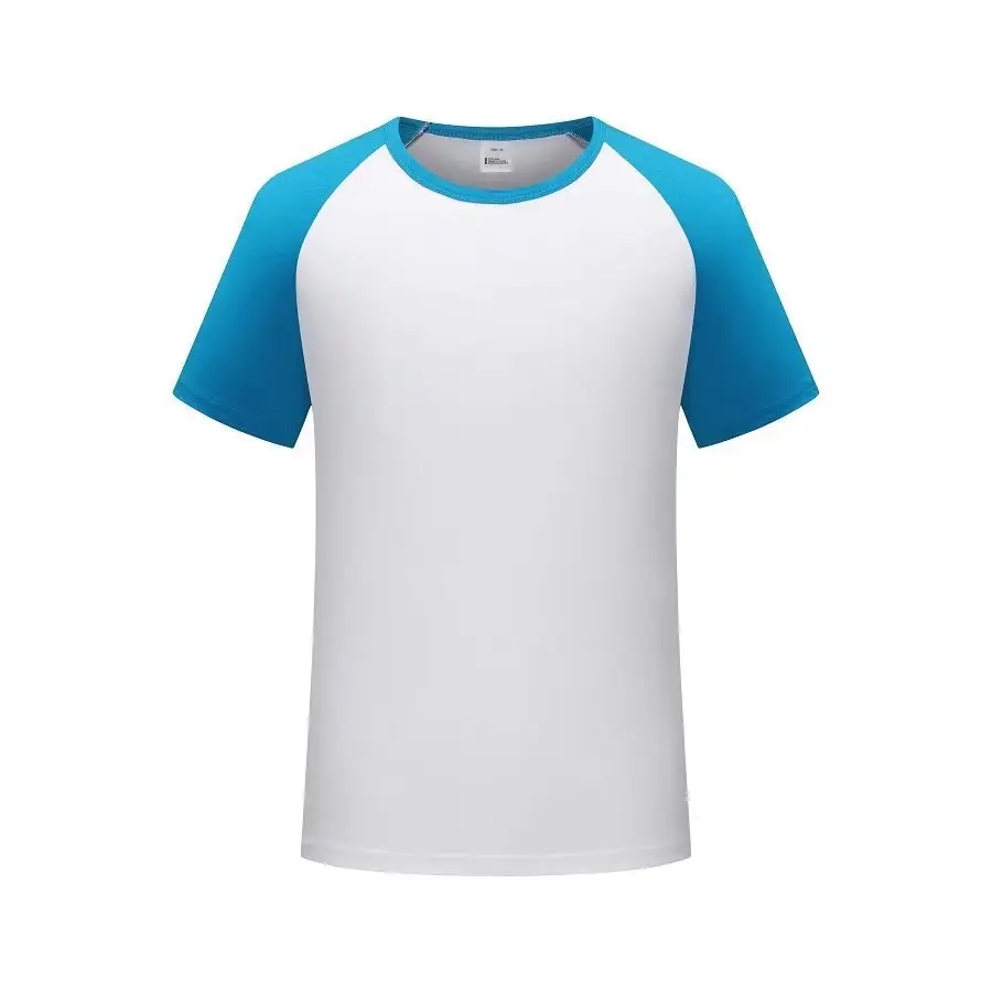 Men Blue Sleeve Crewneck T-Shirt White Body