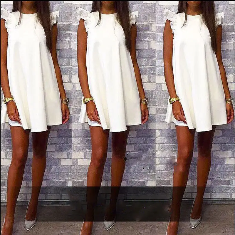 Red Lotus Leaf Sleeve Dress for Women Spring Summer - Image 5