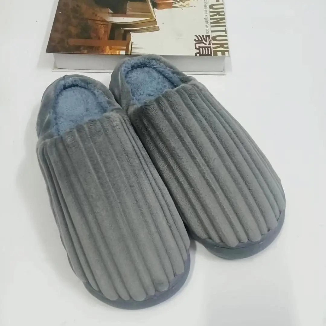 2023 new cotton slippers men and women winter home warm Plaid stall supermarket slippers wholesale