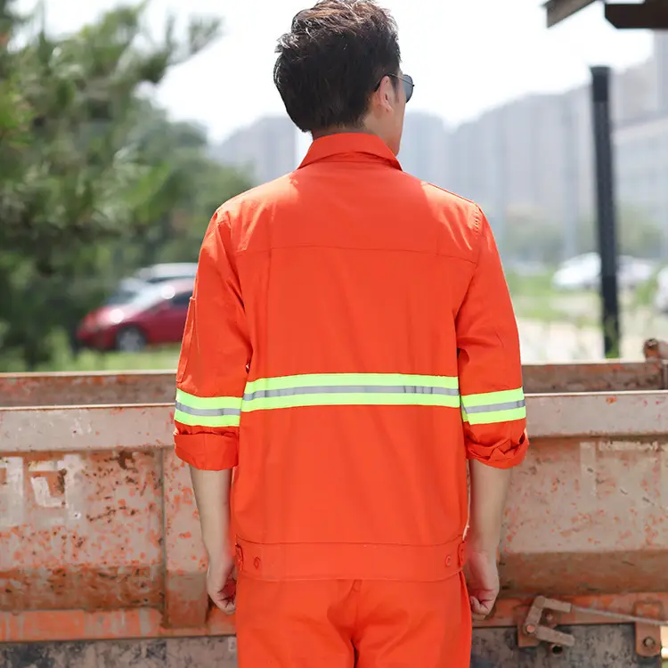 Reflective Firefighter Long Sleeve Suit Orange High Visibility - Image 2