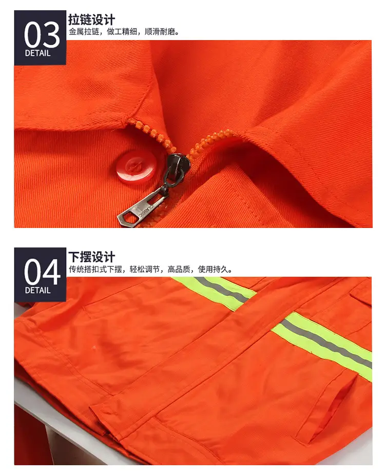 Reflective Firefighter Long Sleeve Suit Orange High Visibility — feature 9