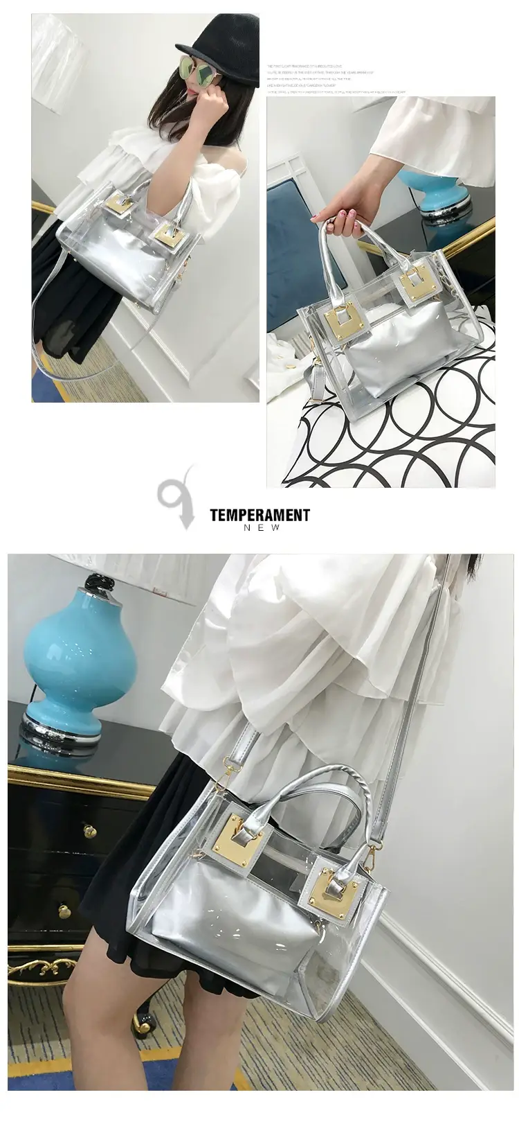 2025 Summer Korean Jelly Transparent Beach Messenger Bag — feature 38