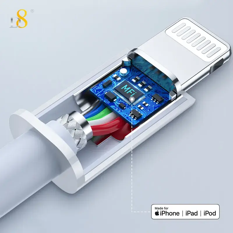D8 Fast Charging Cable for iPhone iPad MFI Certified 1m - Image 3