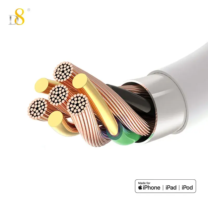 D8 Fast Charging Cable for iPhone iPad MFI Certified 1m - Image 4