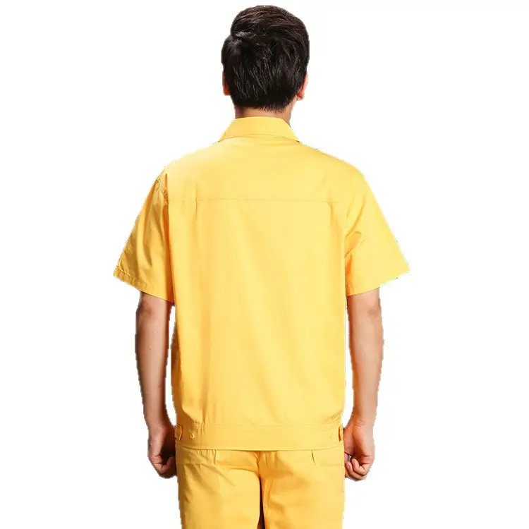 Summer Yellow Polyester Workwear Set for Men Women - Image 5