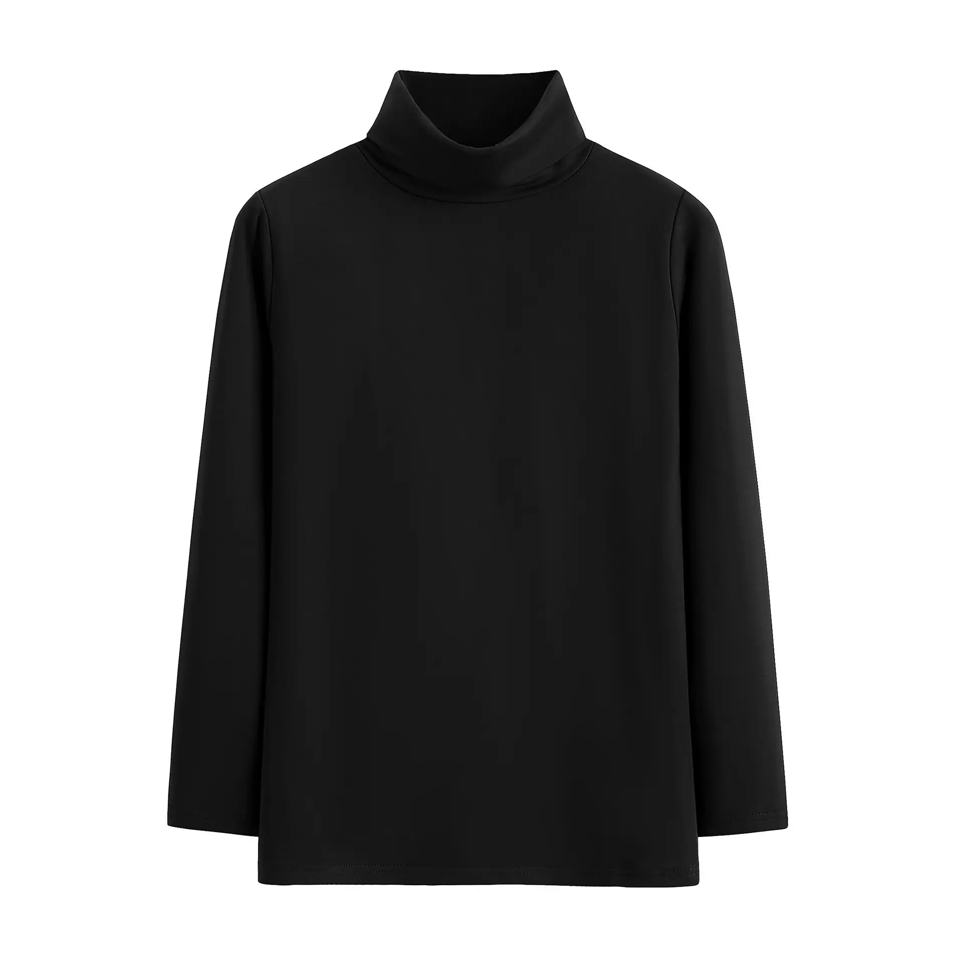 Women White Long Sleeve Turtleneck T-Shirt 2025 - Image 2