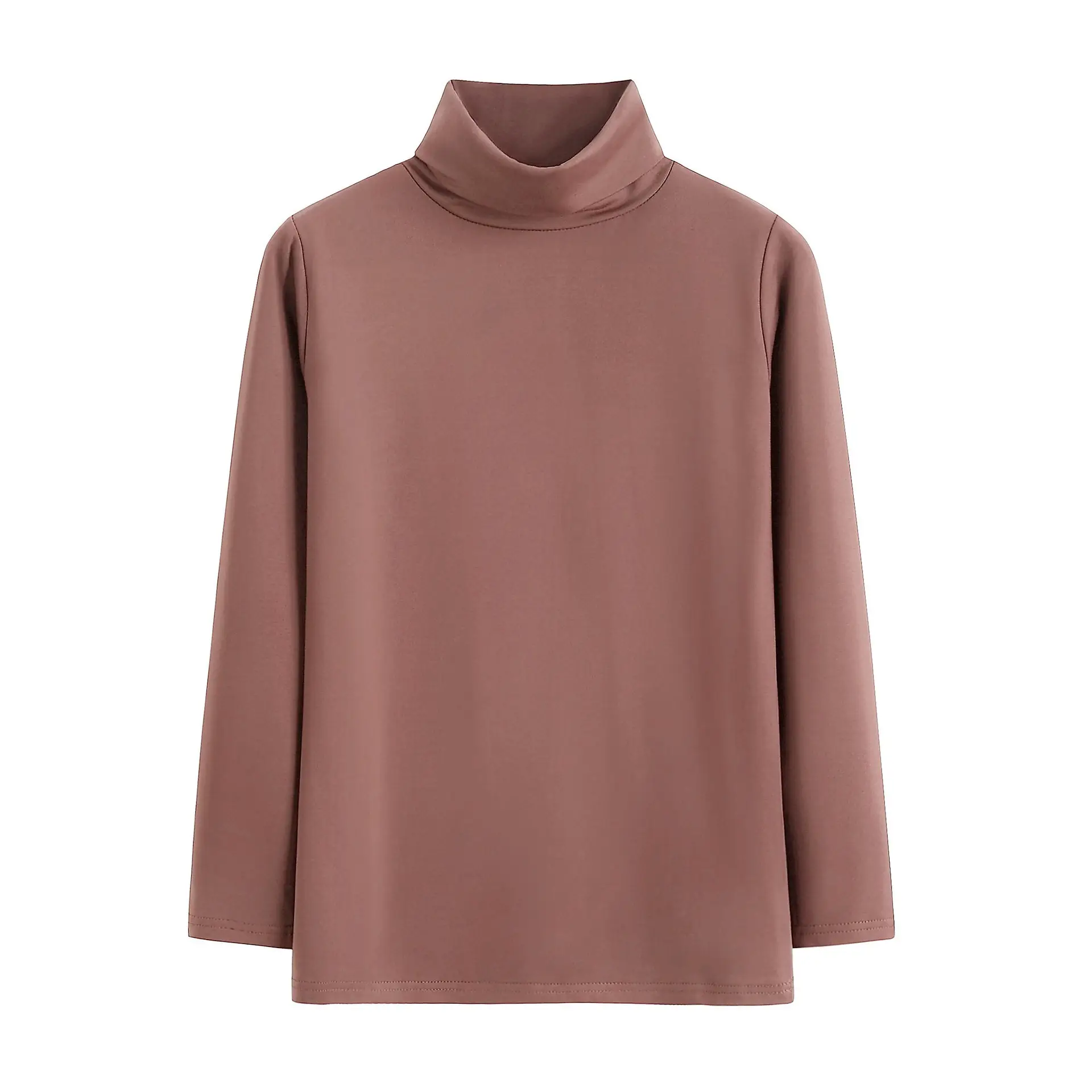 Women White Long Sleeve Turtleneck T-Shirt 2025 - Image 3