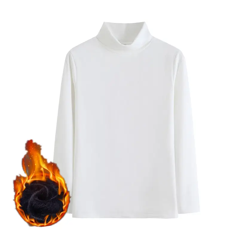 Women White Long Sleeve Turtleneck T-Shirt 2025 - Image 4