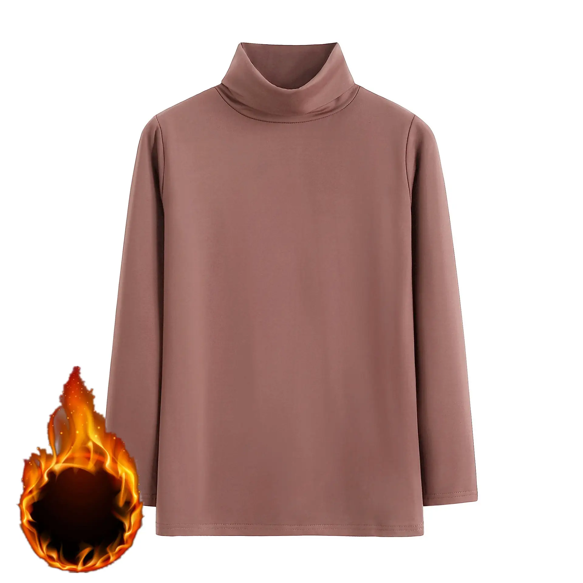 Women White Long Sleeve Turtleneck T-Shirt 2025 - Image 7