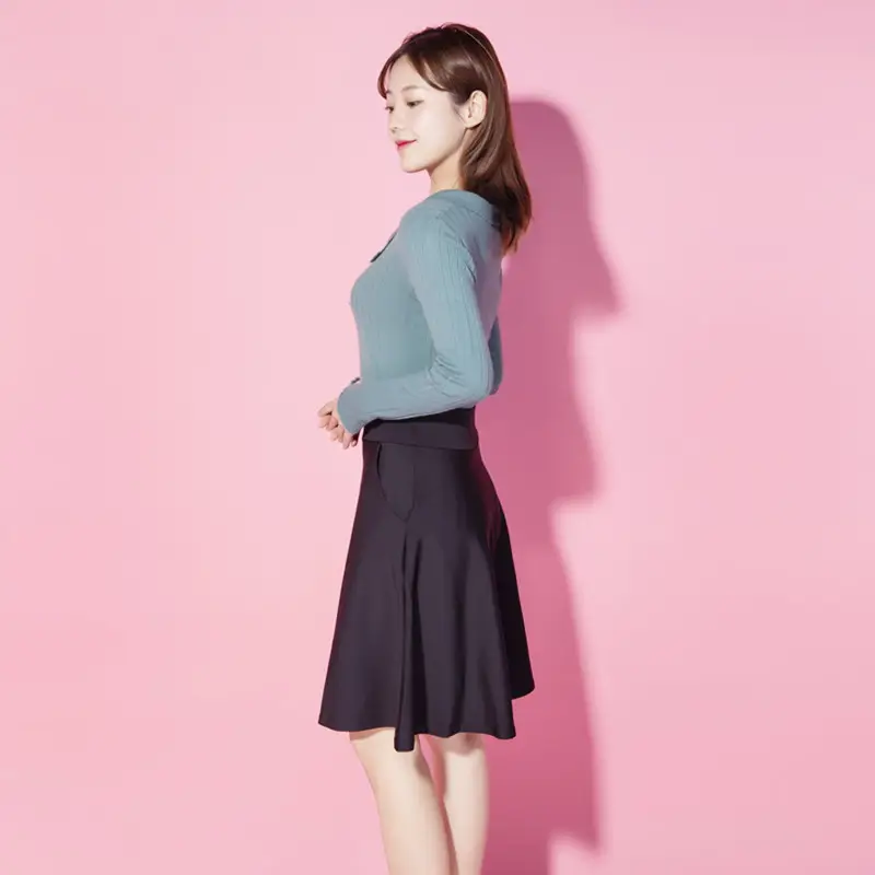 White High Waist Anti-Exposure Skirt with Pocket