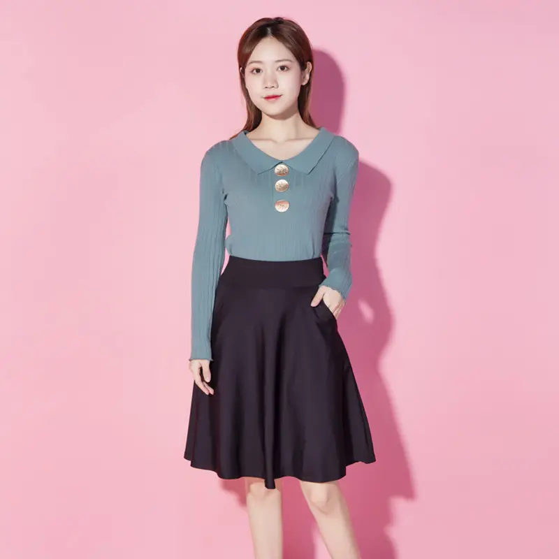 White High Waist Anti-Exposure Skirt with Pocket