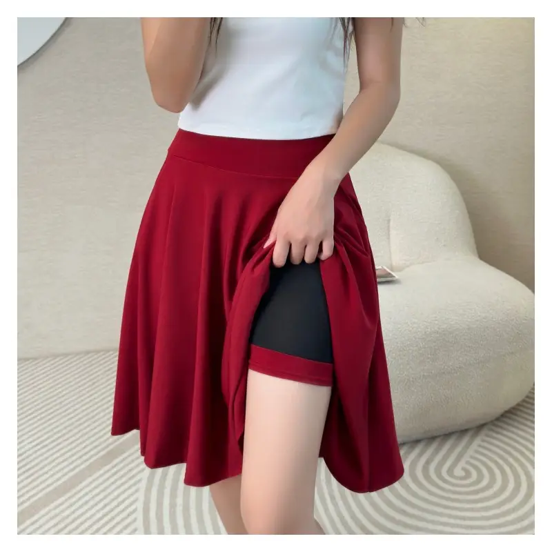 White High Waist Anti-Exposure Skirt with Pocket