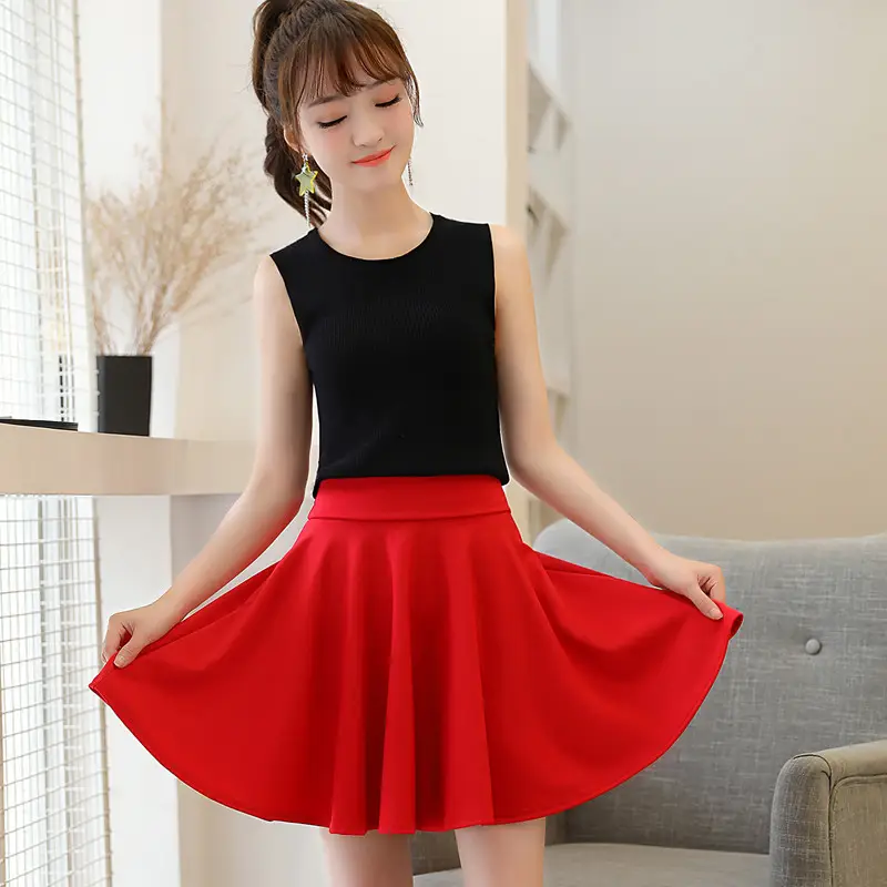 Red Anti-Exposure Skirt for Women Plus Size 45CM - Image 37