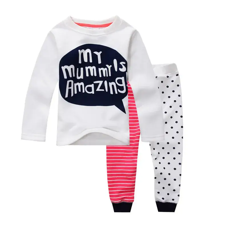 2024 Kids Bed Me Happy Pajama Set Pink Blue Striped Pants - Image 6