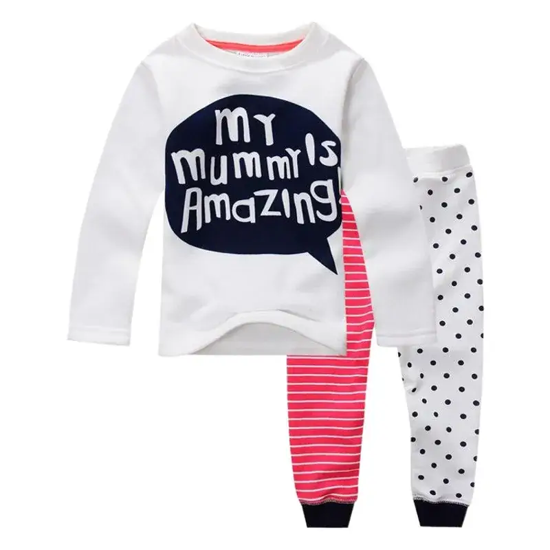 2024 Kids Bed Me Happy Pajama Set Pink Blue Striped Pants