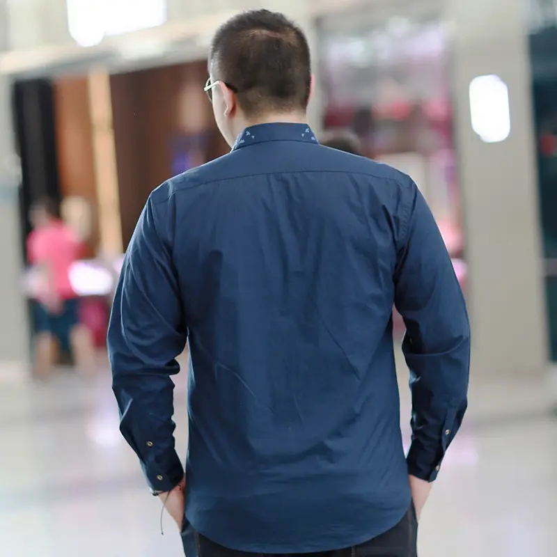 Bi Meng Men's Blue Long Sleeve Shirt Extra Large Cotton