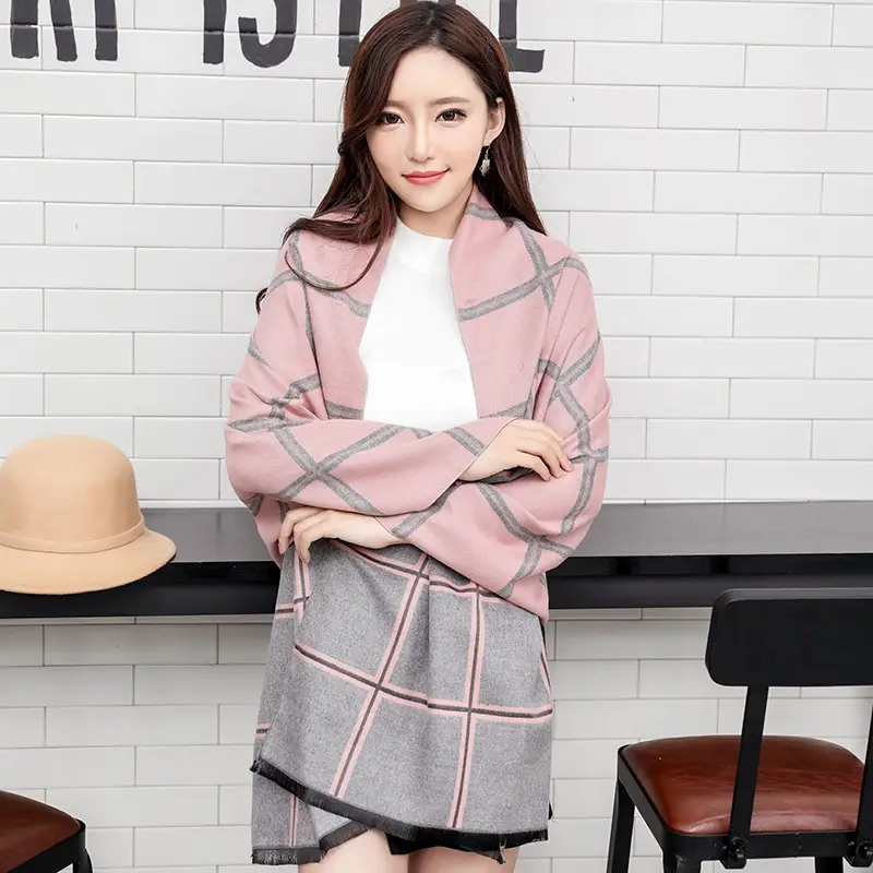Women Plaid Cashmere Scarf Winter Warmth - Image 10