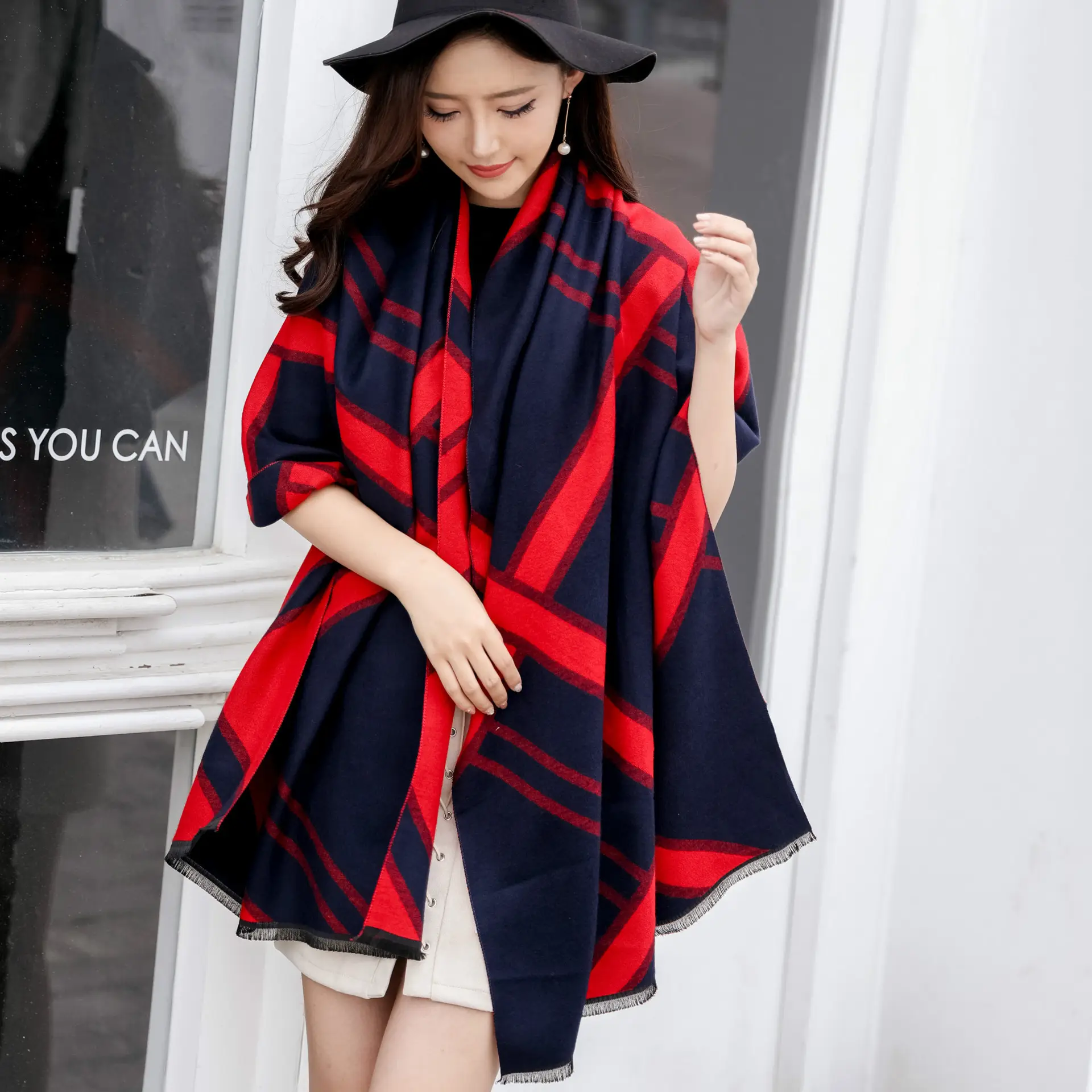 Women Plaid Cashmere Scarf Winter Warmth - Image 6