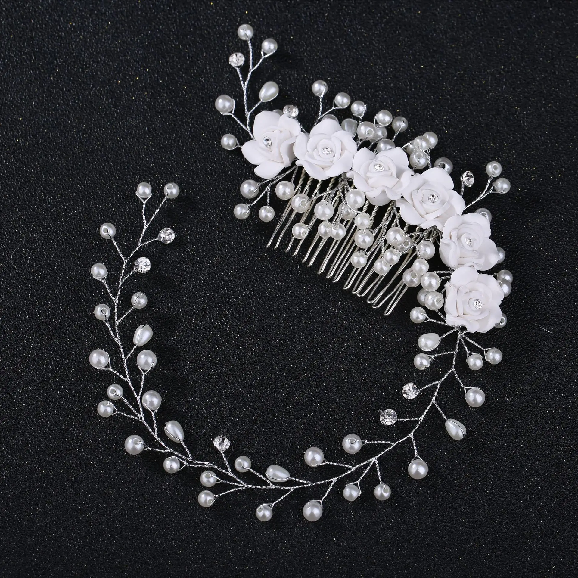 European American Bride Pearl Hair Band 1M5