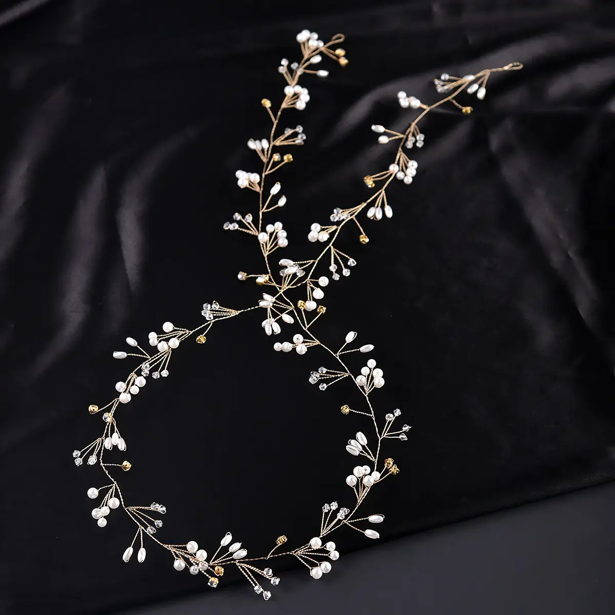 European American Bride Pearl Hair Band 1M5