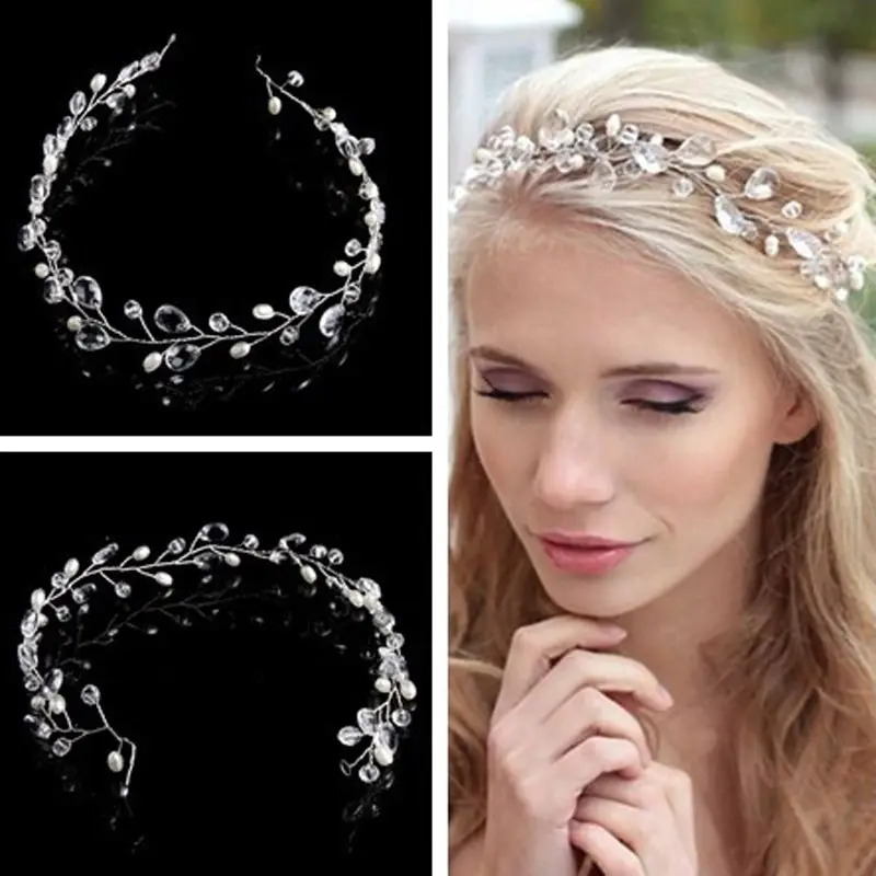 European American Bride Pearl Hair Band 1M5