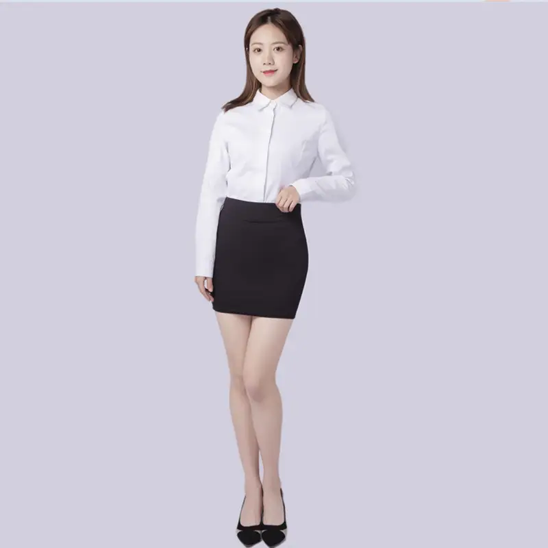 Men White Button-Down Shirt with Black Skirt - Image 4