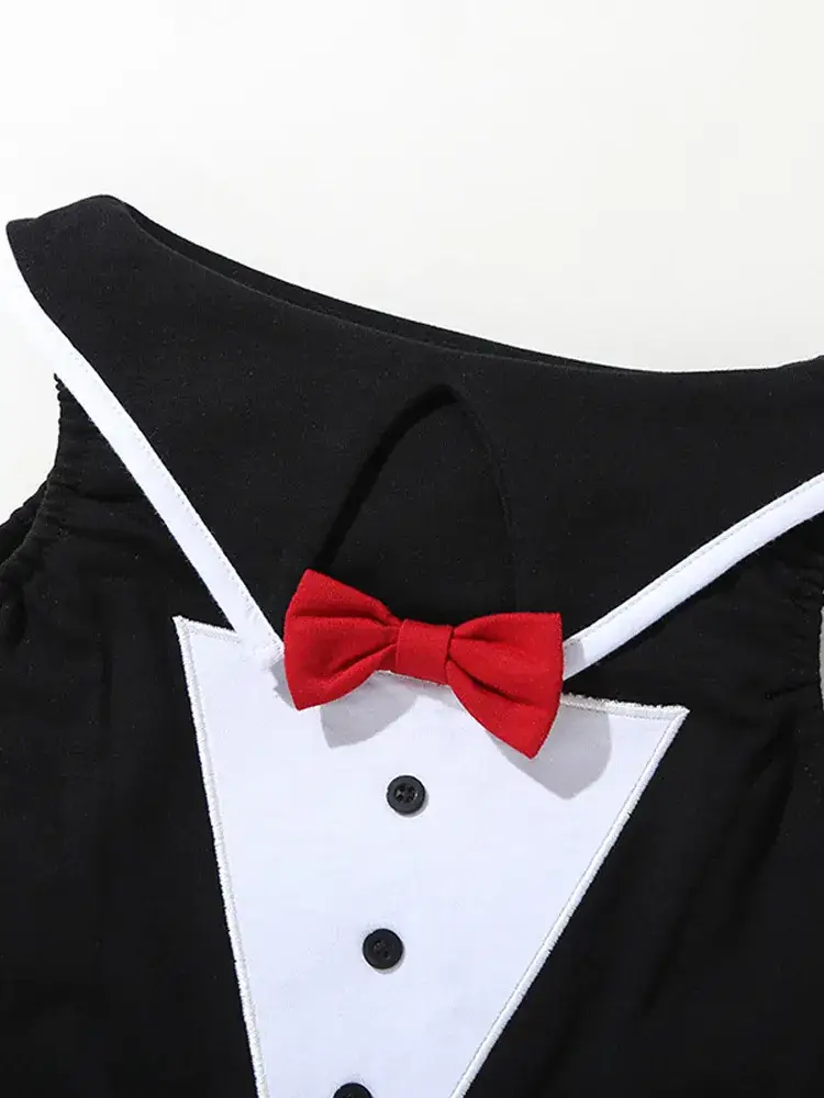 Black T-shirt with Red Bow Tie for Kids - Image 4