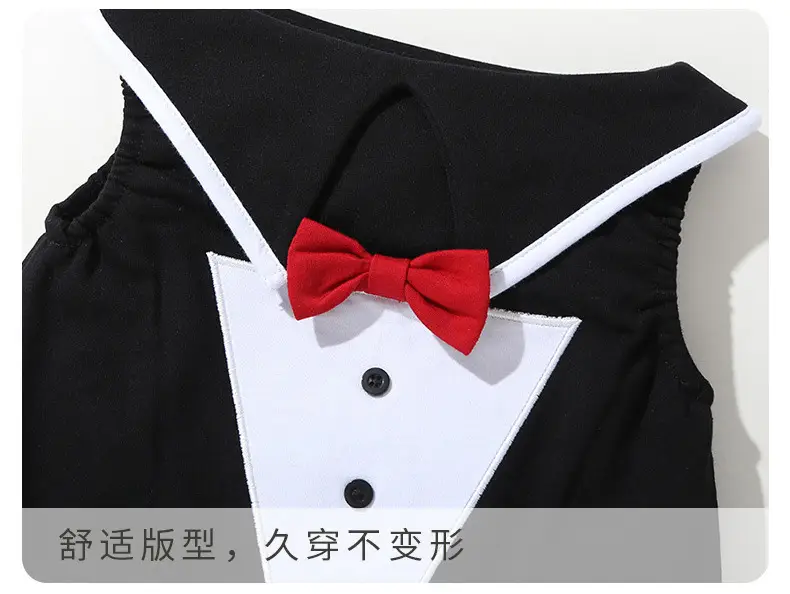 Black T-shirt with Red Bow Tie for Kids — feature 11