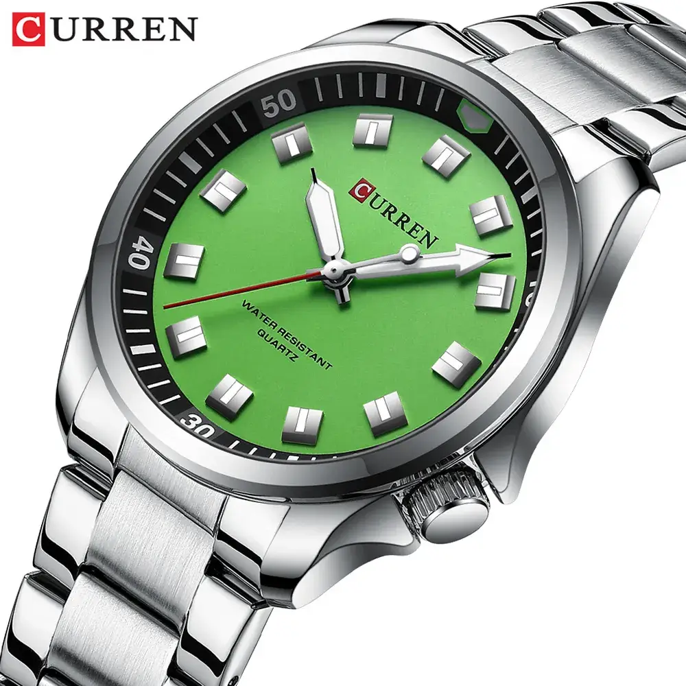 Men's Green Dial Waterproof Steel Watch - Image 7