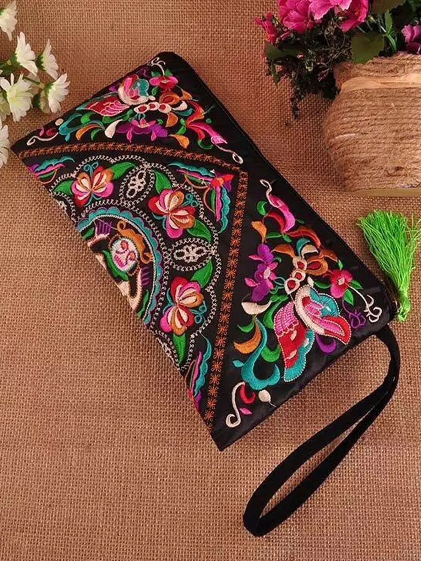 Ethnic Embroidered Women's Wallet with Tassel - Image 6