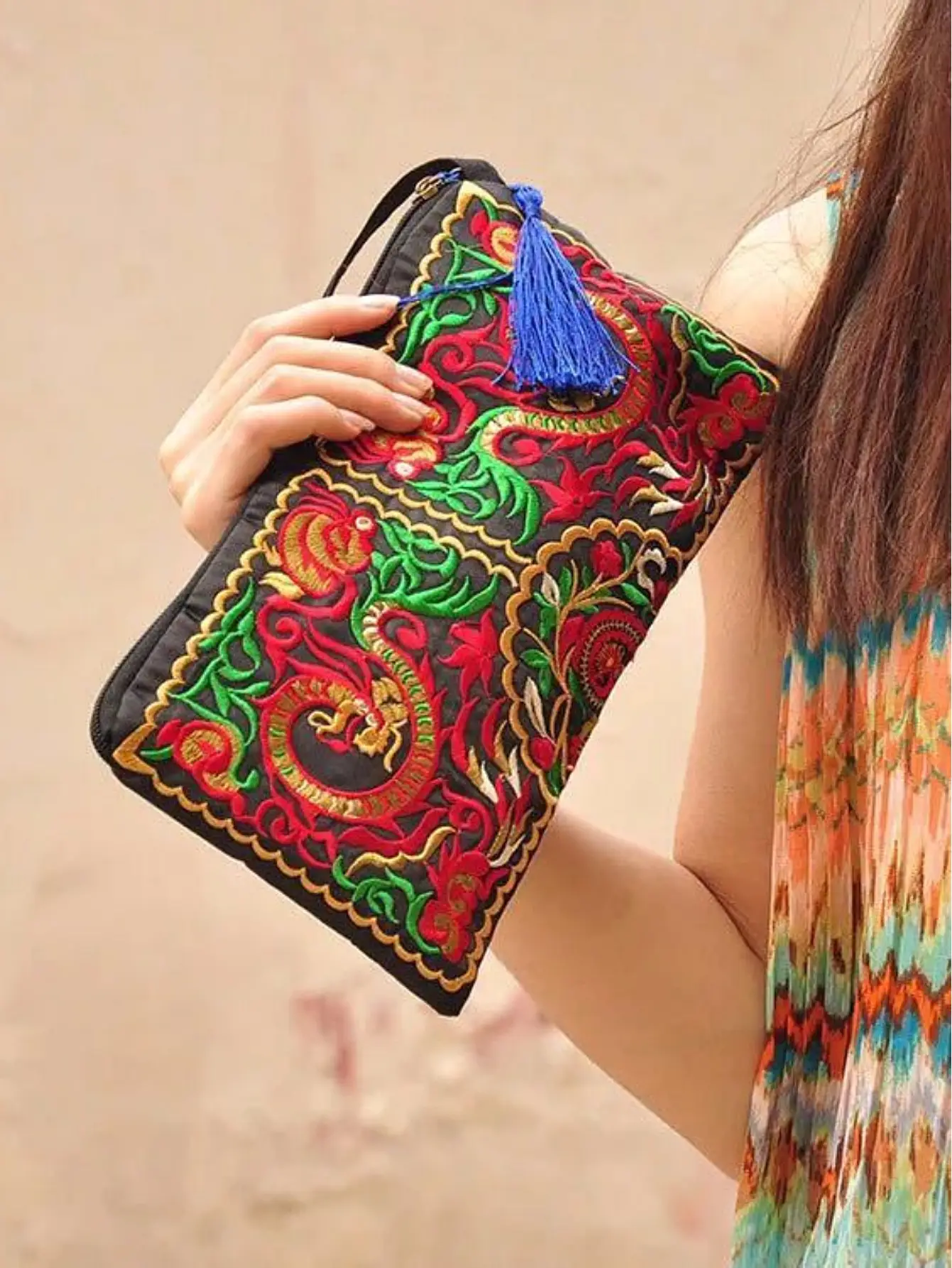 Ethnic Embroidered Women's Wallet with Tassel - Image 7