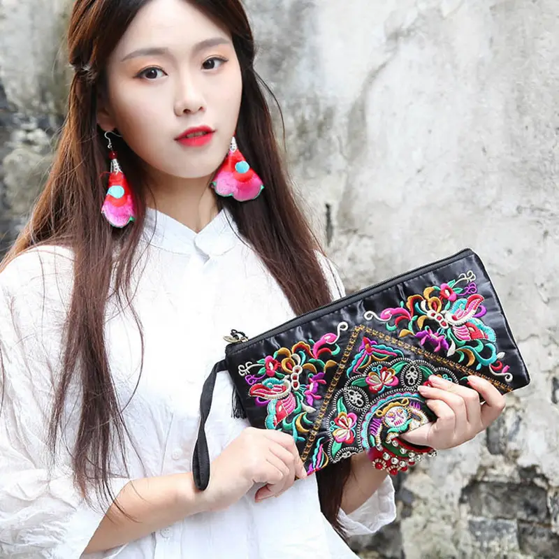 Ethnic Embroidered Women's Wallet with Tassel — feature 2