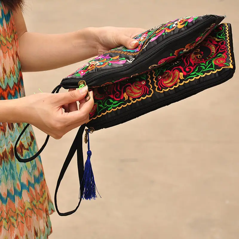 Ethnic Embroidered Women's Wallet with Tassel — feature 4