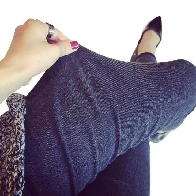 Korean Style Slim Fit Imitation Denim Pants - Image 6