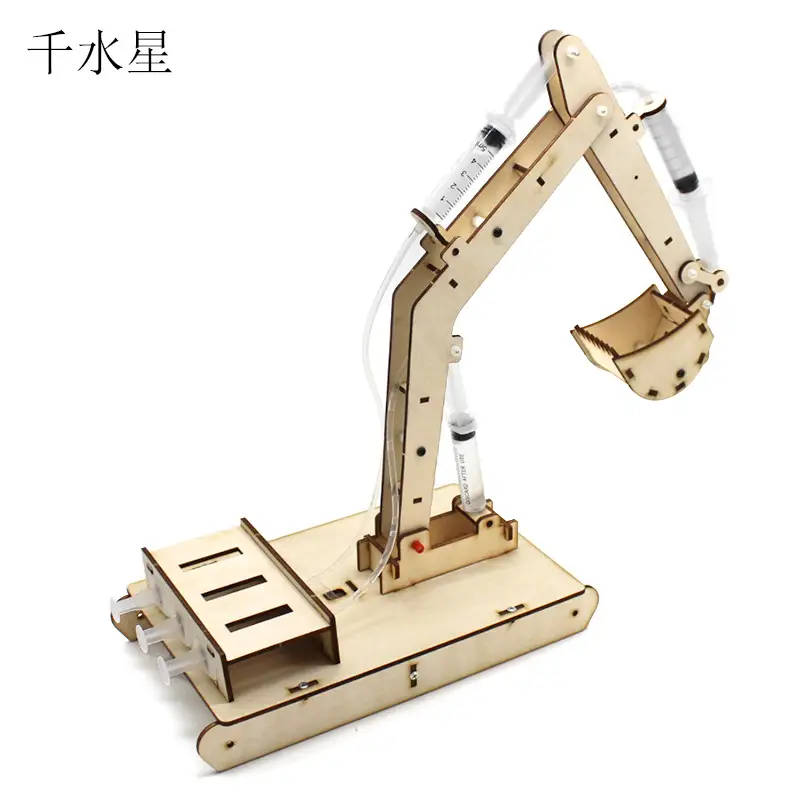 Wooden Hydraulic Excavator Toy for Kids STEM Learning