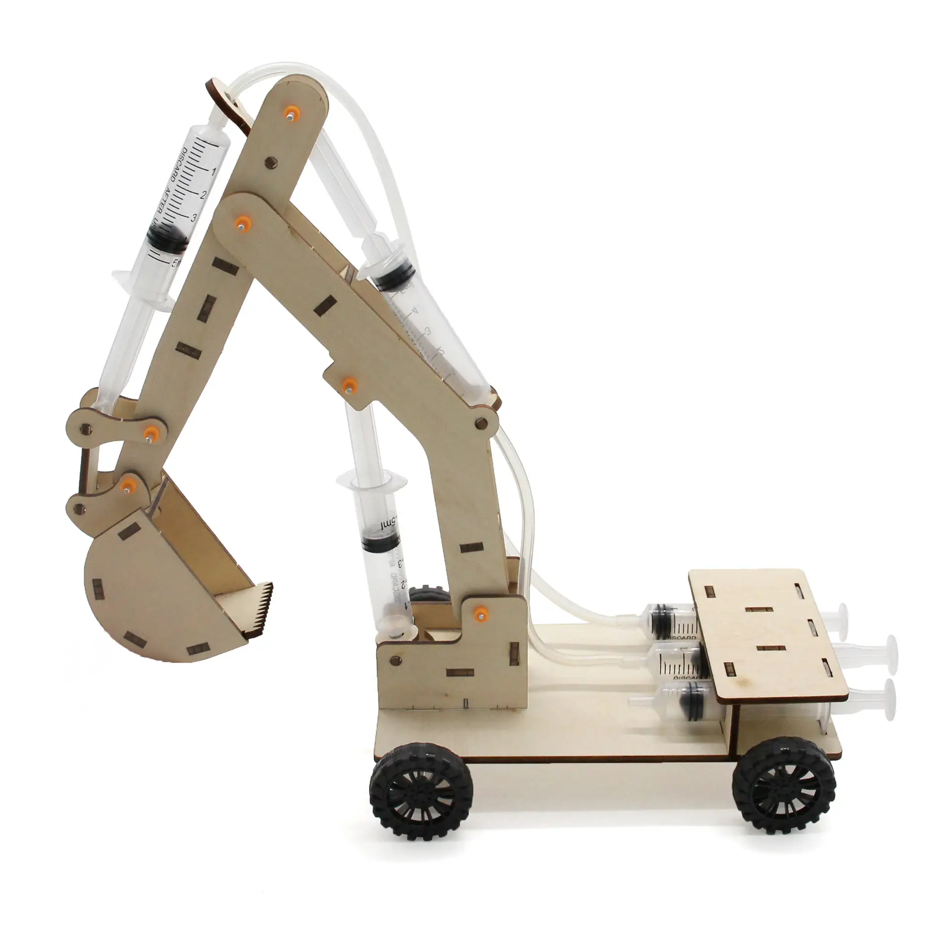 Wooden Hydraulic Excavator Toy for Kids STEM Learning