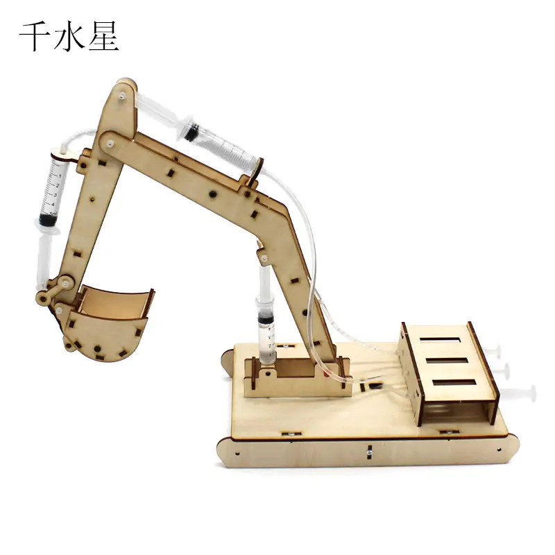 Wooden Hydraulic Excavator Toy for Kids STEM Learning